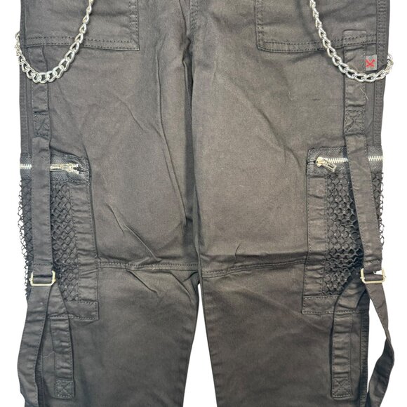 Royal Bones By Tripp Black Mesh Pocket Cargo Pants w/ Chains Zippers Hot Topic 9 - Picture 6 of 12